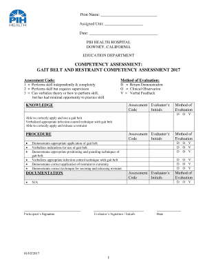 Self Assessment KeyPreceptor Sign off Key PIH Health  Form