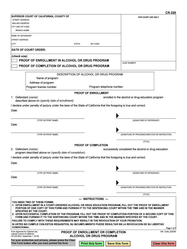  Completion Drug Program 2018-2024