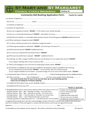 Application for Community Hall  Form