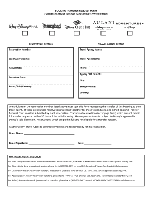 Disney Transfer Form