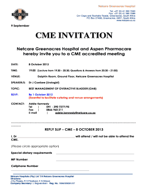 Invitation for Cme for Doctors  Form