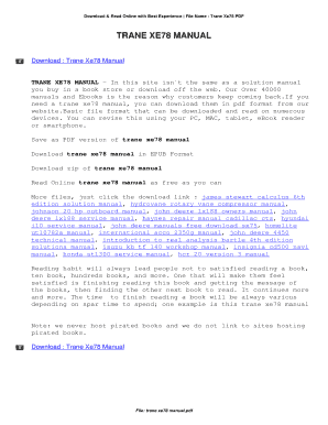 Trane Xe78 Manual  Form