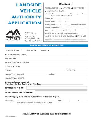 Landside Vehicle Authority Application  Form