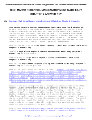 High Marks Regents Living Environment Made Easy Answer Key  Form