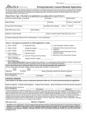 Driving Instructor License Renewal Application  Form