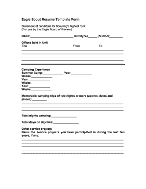 Eagle Scout Resume Template  Form