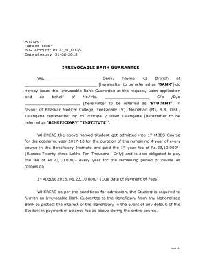 Conditional Bank Guarantee Sample  Form