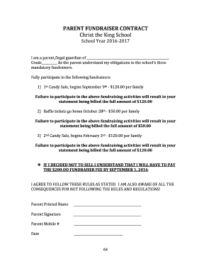 Parent Fundraiser Contract Christ the King School  Form
