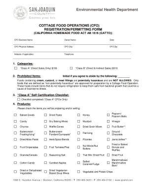  San Joaquin County Cottage Food Permit 2017-2024