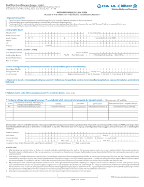 Bajaj Allianz Motor Insurance Claim Form