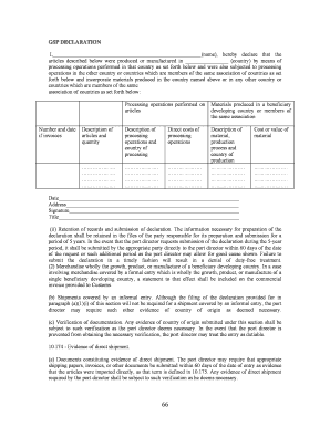 Gsp Declaration Example  Form