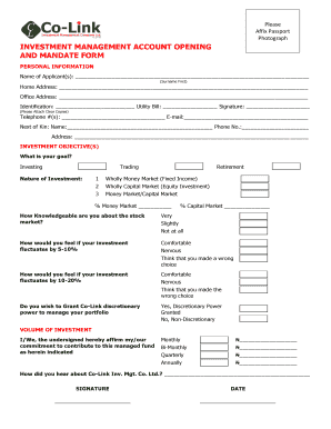 Investment Management Account Opening and Mandate Form