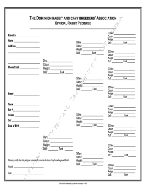 The Dominion Rabbit Pedigree  Form