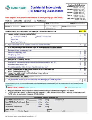  TB Questionnaire Sutter Health 2017