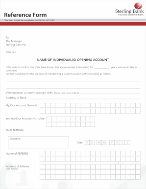 Sterling Bank Reference Form