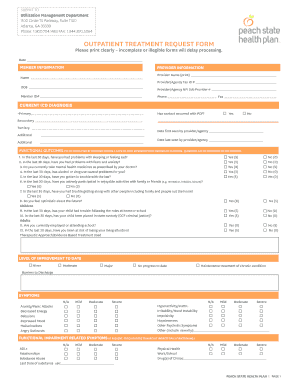 PSHP Outpatient Treatment Request Form Outpatient Treatment Request Form