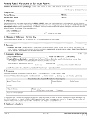  Annuity Partial Withdrawal or Surrender Request Ameritas 2018