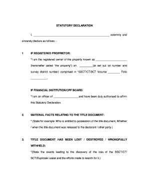 STATUTORY DECLARATION STATUTORY DECLARATION  Form