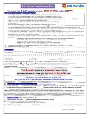 Policy Service Payout Request Form