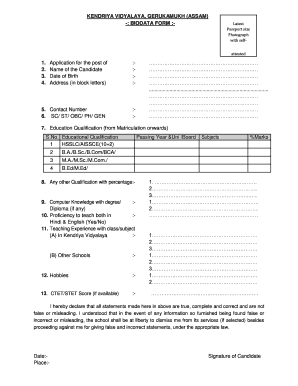 Biodata Format Assam