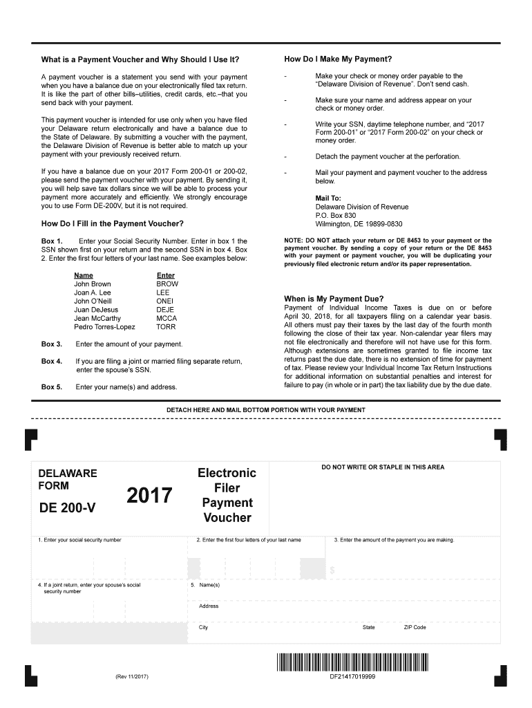  Delaware Form 200v 2017