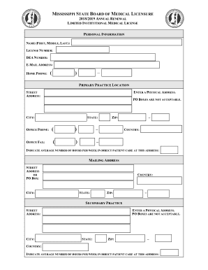 Ms Renewal Medical License  Form