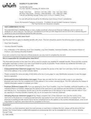  Unum Disability Claim Forms 2009-2024