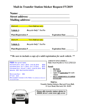 Town of Harvard Transfer Station  Form