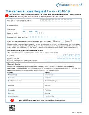 Maintenance Loan Request Form
