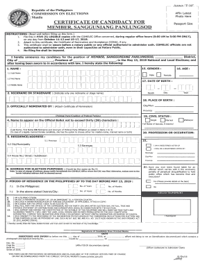 Philippines Member Panlungsod  Form