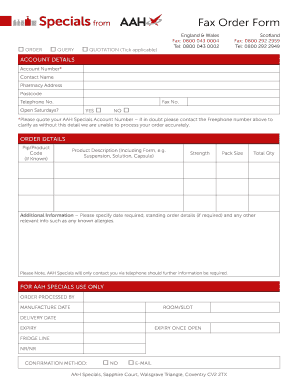 Aah Specials  Form