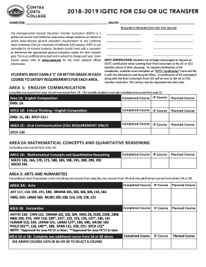 Contra Costa College Igetc  Form