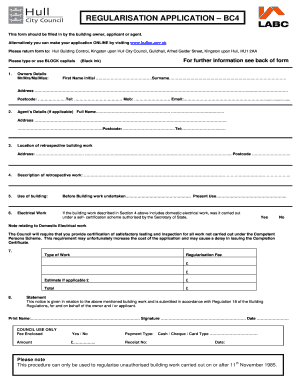 Hull City Council Application  Form