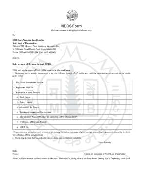 Ecs Form Bank of Maharashtra