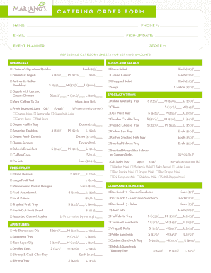 Mariano&#039;s Catering  Form