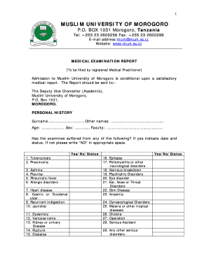 Mum Medical Form