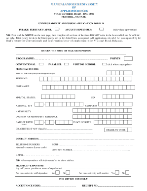 Manicaland State University Online Application  Form