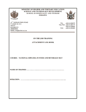 Hospitality Attachment Logbook  Form