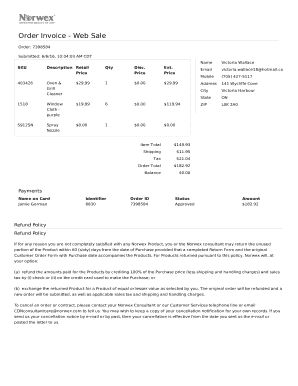 Order Invoice Web Sale  Form