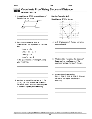 Coordinate Proof Using Slope and Distance Module 10 Answer Key  Form