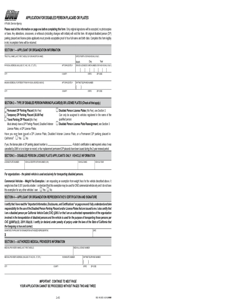  Dmv Handicap Form 2018