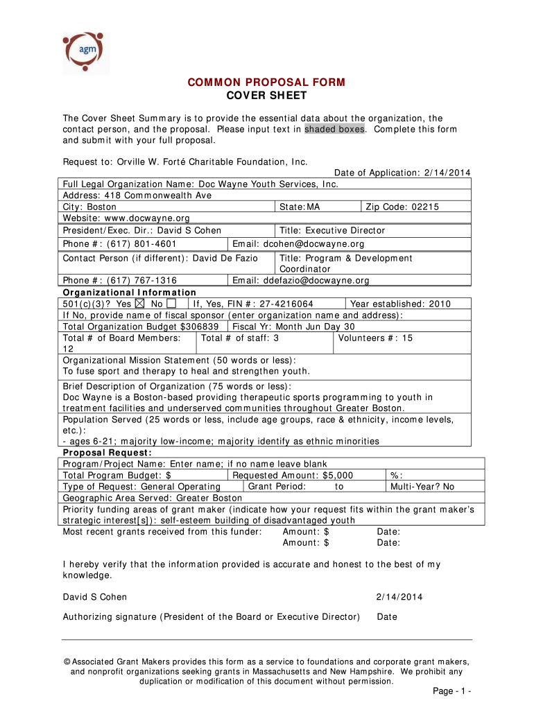 Agm Common Proposal Form
