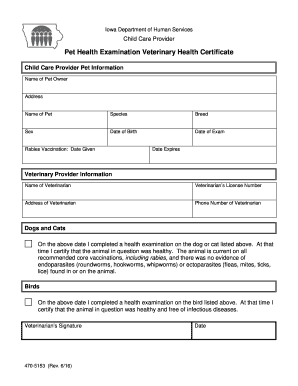  470 5153 Pet Health Form 2016-2024