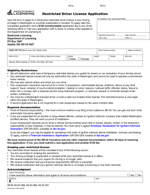  Wa License Form 2018-2024