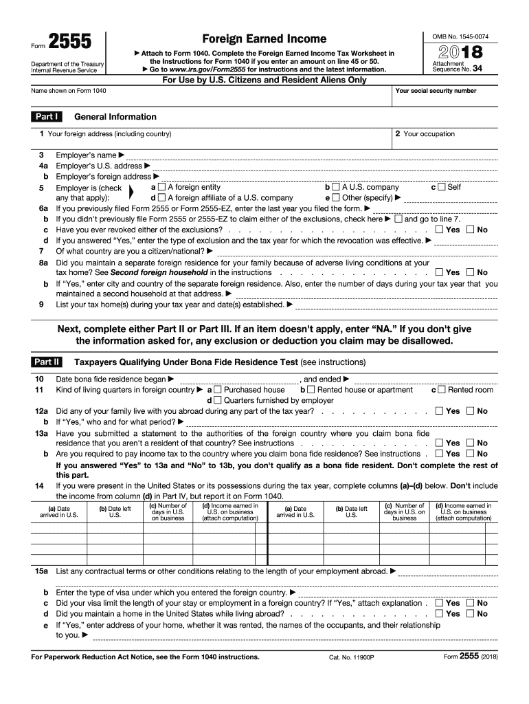 Form 2555 Fill Out And Sign Printable Pdf Template Signnow