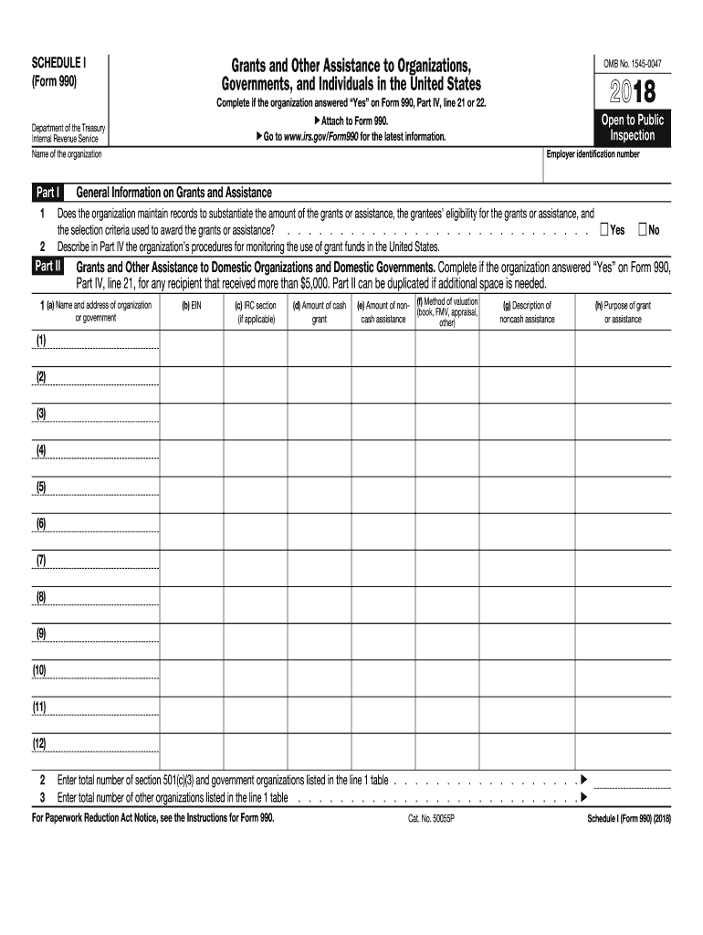 2018 Schedule I (990 form)