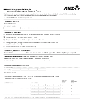 Anz Business One Maintenance Form