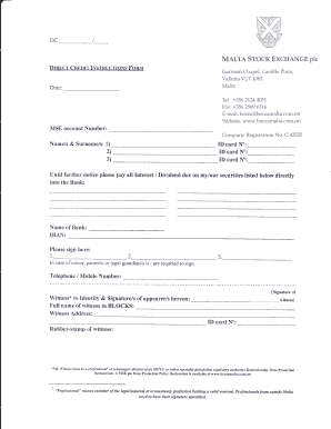 Malta Stock Exchange  Form