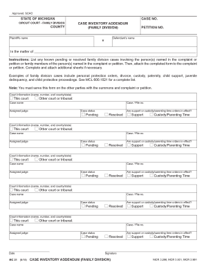 Confidential Case Inventory  Form