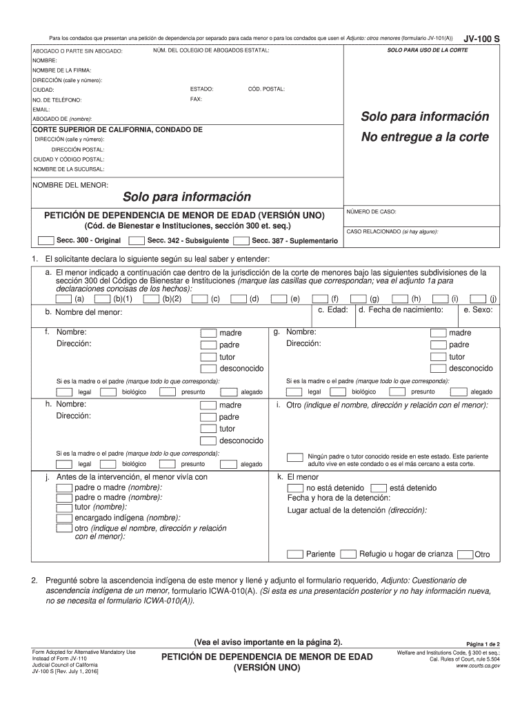  Jv Dependencia Menor Edad Online 2016-2024